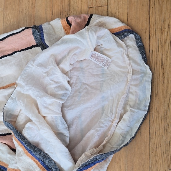 Free People Striped Bloom Dress Ivory Natural Textured Apron Midi Size XS - Picture 8 of 12